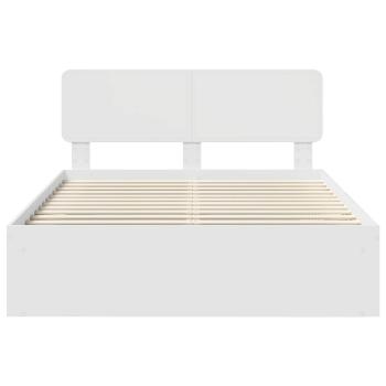 Bettrahmen mit Kopfteil Weiß 150 x 200 cm Massives Kiefernholz