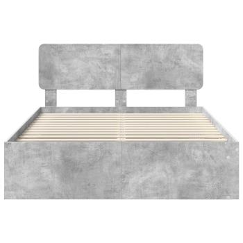 Bettrahmen mit Kopfteil Beton 140 x 190 cm Massives Kiefernholz
