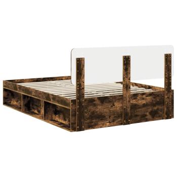 Bettrahmen Geräucherte Eiche 140 x 190 cm Massives Kiefernholz