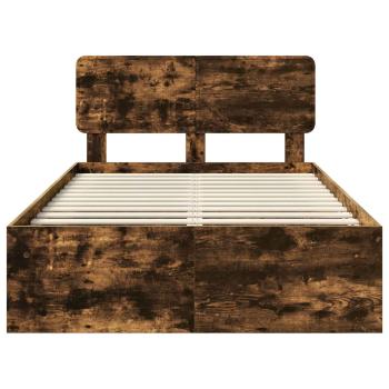 Bettrahmen Geräucherte Eiche 135 x 190 cm Massives Kiefernholz
