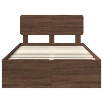 Bettrahmen Braun Eichen-Optik 120 x 190 cm Massives Kiefernholz