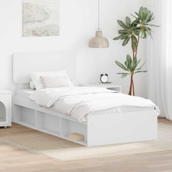 ARDEBO.de - Bettrahmen mit Kopfteil Weiß 90 x 190 cm Massives Kiefernholz