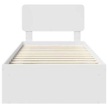 Bettrahmen mit Kopfteil Weiß 75 x 190 cm Massives Kiefernholz