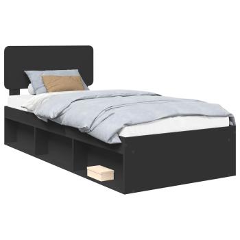 Bettrahmen Schwarz 75 x 190 cm Massives Kiefernholz