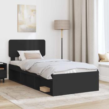 Bettrahmen Schwarz 75 x 190 cm Massives Kiefernholz