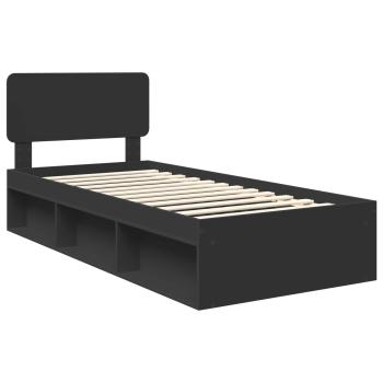 Bettrahmen Schwarz 75 x 190 cm Massives Kiefernholz