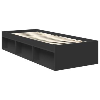 Bettrahmen Schwarz 75 x 190 cm Massives Kiefernholz