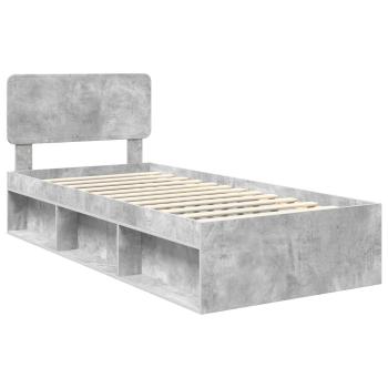 Bettrahmen Beton Grau 75 x 190 cm Massives Kiefernholz