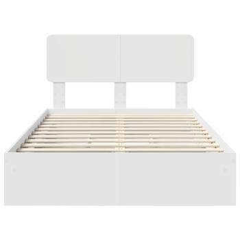 Aufbewahrungsbett mit Kopfteil Weiß 120 x 200 cm Holzwerkstoff
