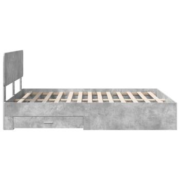 Bettrahmen mit Kopfteil Beton Grau 140 x 190 cm Holzwerkstoff