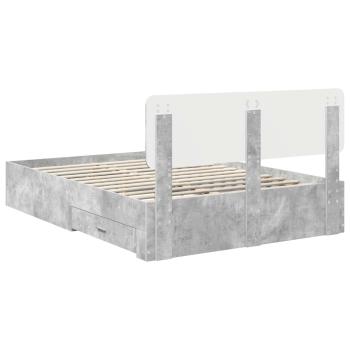 Bettrahmen mit Kopfteil Beton Grau 140 x 190 cm Holzwerkstoff