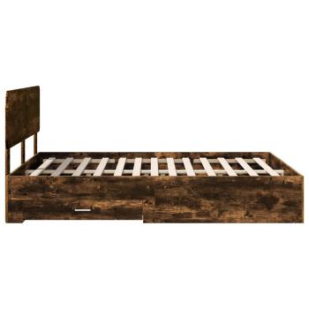 Bettrahmen Geräucherte Eiche 140 x 190 cm Holzwerkstoff