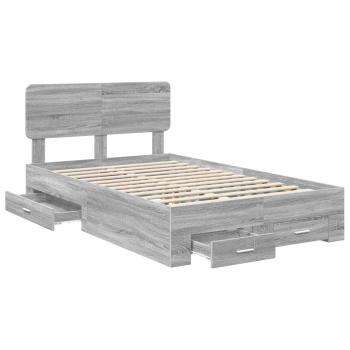 Bettrahmen Graues Sonoma 135 x 190 cm Holzwerkstoff
