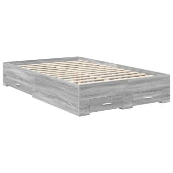 Bettrahmen Graues Sonoma 135 x 190 cm Holzwerkstoff