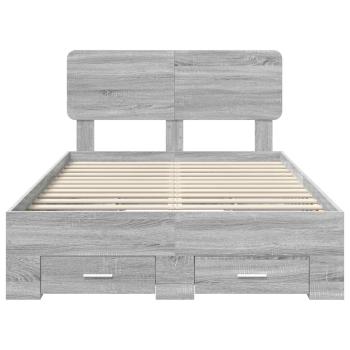 Bettrahmen Graues Sonoma 135 x 190 cm Holzwerkstoff