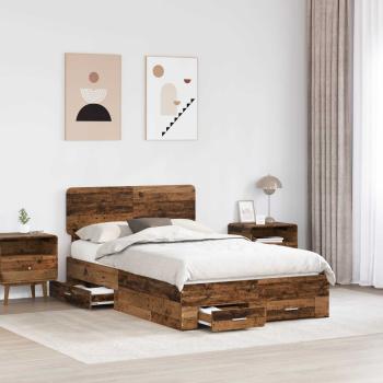 Bettrahmen mit Kopfteil Altholz 120 x 190 cm Holzwerkstoff