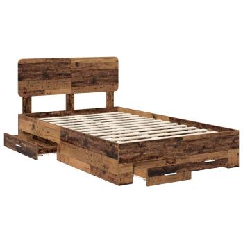 Bettrahmen mit Kopfteil Altholz 120 x 190 cm Holzwerkstoff