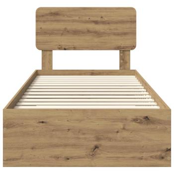 ARDEBO.de - Bettrahmen mit Kopfteil Artisan-Eiche 90 x 200 cm Holzwerkstoff