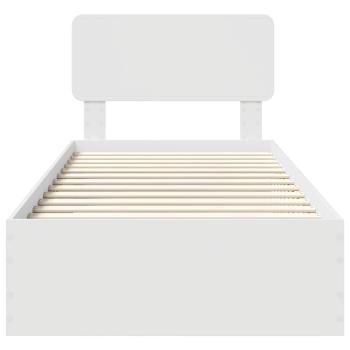 Bettrahmen mit Kopfteil Weiß 90 x 190 cm Holzwerkstoff