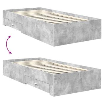 Bettrahmen mit Kopfteil Beton Grau 90 x 190 cm Holzwerkstoff