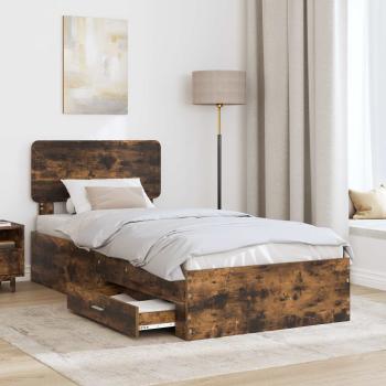 Bettrahmen Geräucherte Eiche 90 x 190 cm Holzwerkstoff