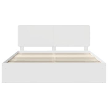 Bettrahmen mit Kopfteil Weiß 200 x 200 cm Massives Kiefernholz