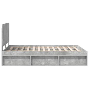Bettrahmen mit Kopfteil Beton 140 x 200 cm Massives Kiefernholz