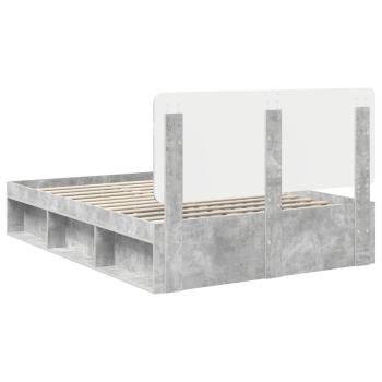 Bettrahmen mit Kopfteil Beton 140 x 200 cm Massives Kiefernholz