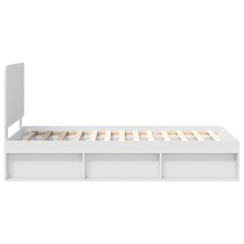 ARDEBO.de - Bettrahmen mit Kopfteil Weiß 100 x 200 cm Massives Kiefernholz