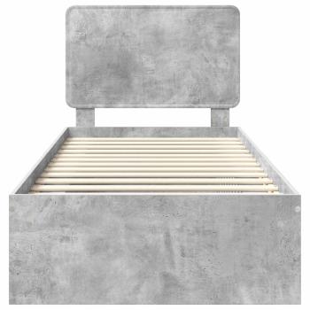 Bettrahmen Beton Grau 100 x 200 cm Massives Kiefernholz