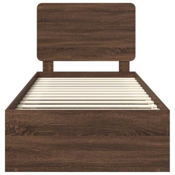 Bettrahmen Braun Eichen-Optik 90 x 200 cm Massives Kiefernholz