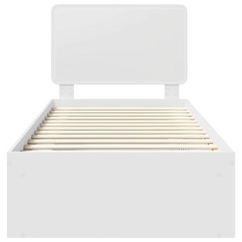 Bettrahmen mit Kopfteil Weiß 75 x 190 cm Massives Kiefernholz