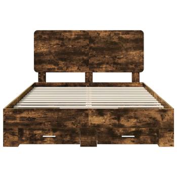 Bettrahmen Geräucherte Eiche 140 x 190 cm Holzwerkstoff