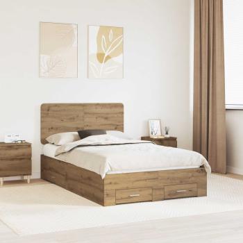 ARDEBO.de - Bettrahmen Artisan-Eiche 135 x 190 cm Holzwerkstoff