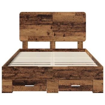 Bettrahmen mit Kopfteil Altholz 120 x 200 cm Holzwerkstoff