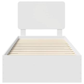 Bettrahmen mit Kopfteil Weiß 90 x 200 cm Holzwerkstoff