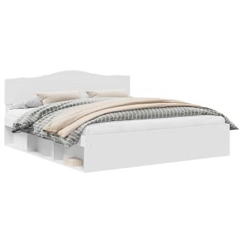 Bettrahmen mit Kopfteil Weiß 200 x 200 cm Massives Kiefernholz