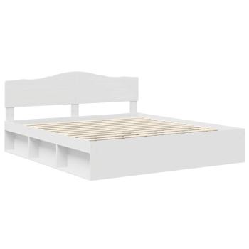 Bettrahmen mit Kopfteil Weiß 200 x 200 cm Massives Kiefernholz