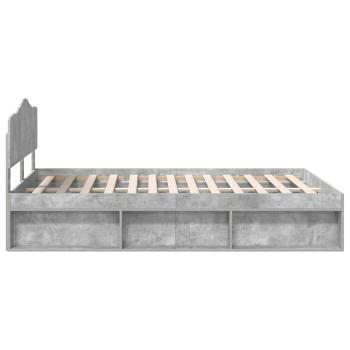 Bettrahmen mit Kopfteil Beton 160 x 200 cm Massives Kiefernholz