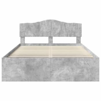 Bettrahmen Beton Grau 150 x 200 cm Massives Kiefernholz