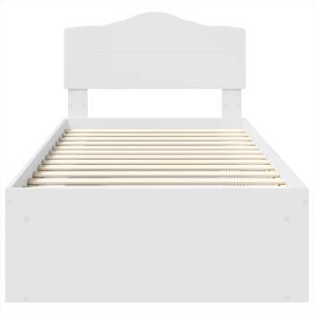 Bettrahmen mit Kopfteil Weiß 90 x 200 cm Massives Kiefernholz