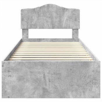 Bettrahmen mit Kopfteil Beton 90 x 200 cm Massives Kiefernholz