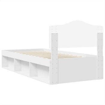 Bettrahmen mit Kopfteil Weiß 75 x 190 cm Massives Kiefernholz