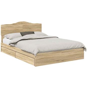 ARDEBO.de - Aufbewahrungsbett Sonoma-Eiche 140 x 190 cm Holzwerkstoff