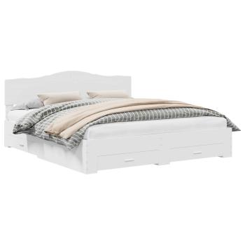 Bettrahmen mit Kopfteil Weiß 200 x 200 cm Holzwerkstoff