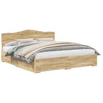 Bettrahmen mit Kopfteil Sonoma-Eiche 200 x 200 cm Holzwerkstoff