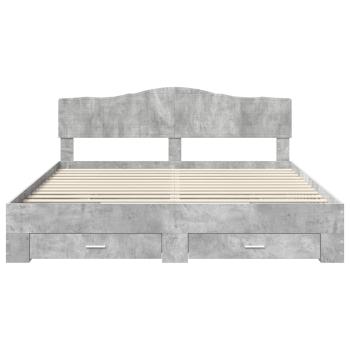 Bettrahmen mit Kopfteil Beton Grau 200 x 200 cm Holzwerkstoff