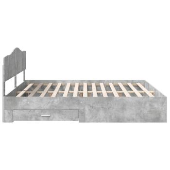 Bettrahmen mit Kopfteil Beton Grau 200 x 200 cm Holzwerkstoff