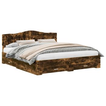 Bettrahmen Geräucherte Eiche 200 x 200 cm Holzwerkstoff