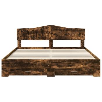 Bettrahmen Geräucherte Eiche 200 x 200 cm Holzwerkstoff